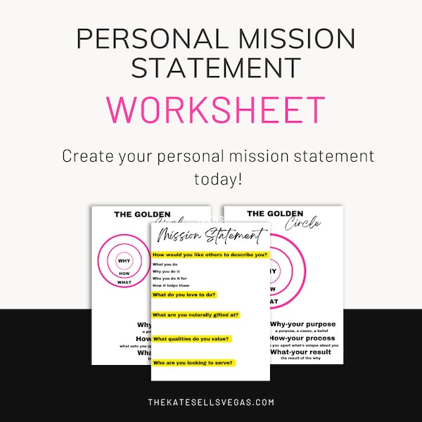Personal Mission Statement Worksheet Finding Your True Passion~ Use For Yourself to live your best life.