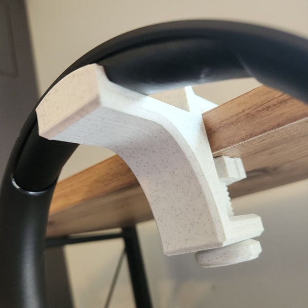 Granite PLA Desktop Headphone Holder, Clamp Stand for Desk with Large Screw and Cable Holder Under Desk, Office Desktop Accessory Decor