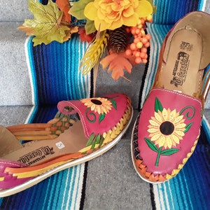 Colorful Mexican Huarache Sandals: Boho Hippie Vintage Leather Footwear for Women, All Sizes