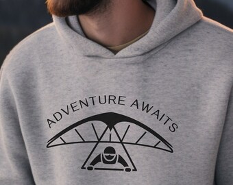 Hang gliding Hooded Sweatshirt, hang glider hoodie, loves hand gliding, hand gliding gift, minimalist hoodie, flying hoodie, paraglider