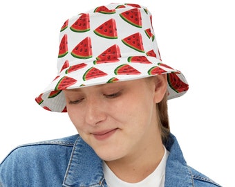 Watermelon Bucket Hat, Summer sun hat, Watermelon farmer, Loves watermelons, fruit hats, fun hat for fisherman, watermelon sun hat