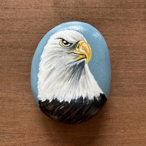 Eagle Rock, Hand Painted Rock, Rock Art, Eagle decor, Painted Eagle, Bald Eagle painting, Eagle Stone, Outdoor decor,