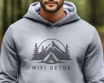 Camping WiFi Detox sweatshirt, tenting hoodie, outdoors hoodie, stress free mode, tent-life, unplug, outdoors camping, nature shirt gift