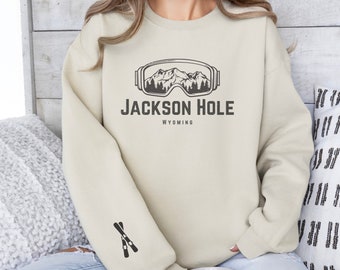 Jackson Hole sweatshirt, ski sweatshirt, love to ski, vacation sweatshirt, Grand Teton Mountain, Jackson village, ski clothing, Wyoming