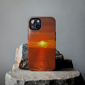 Sunset iPhone case, sunset over water, iPhone 11, 13 iPhone case, 14 iPhone Case, iPhone 12 case, lake scene, orange sunset