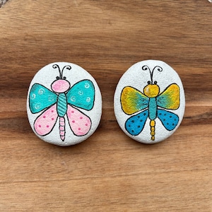 Set of Butterflies painted rocks, 2 painted butterflies, loves butterflies, butterfly collection, spring painted rocks, butterfly collector