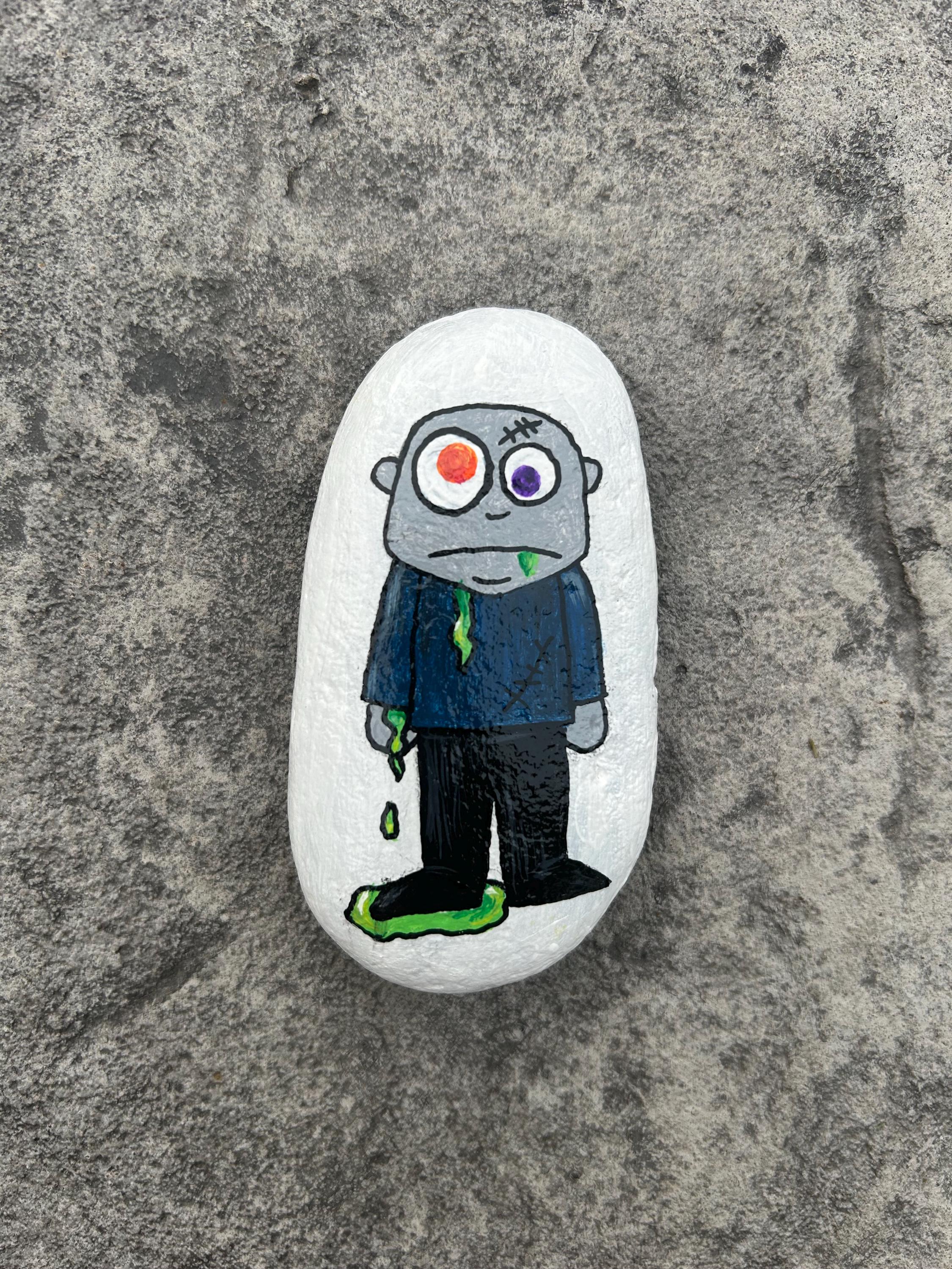 Monster Rock, Hand Painted Rock, Rock Art, Halloween Decor, Fall Decor ...