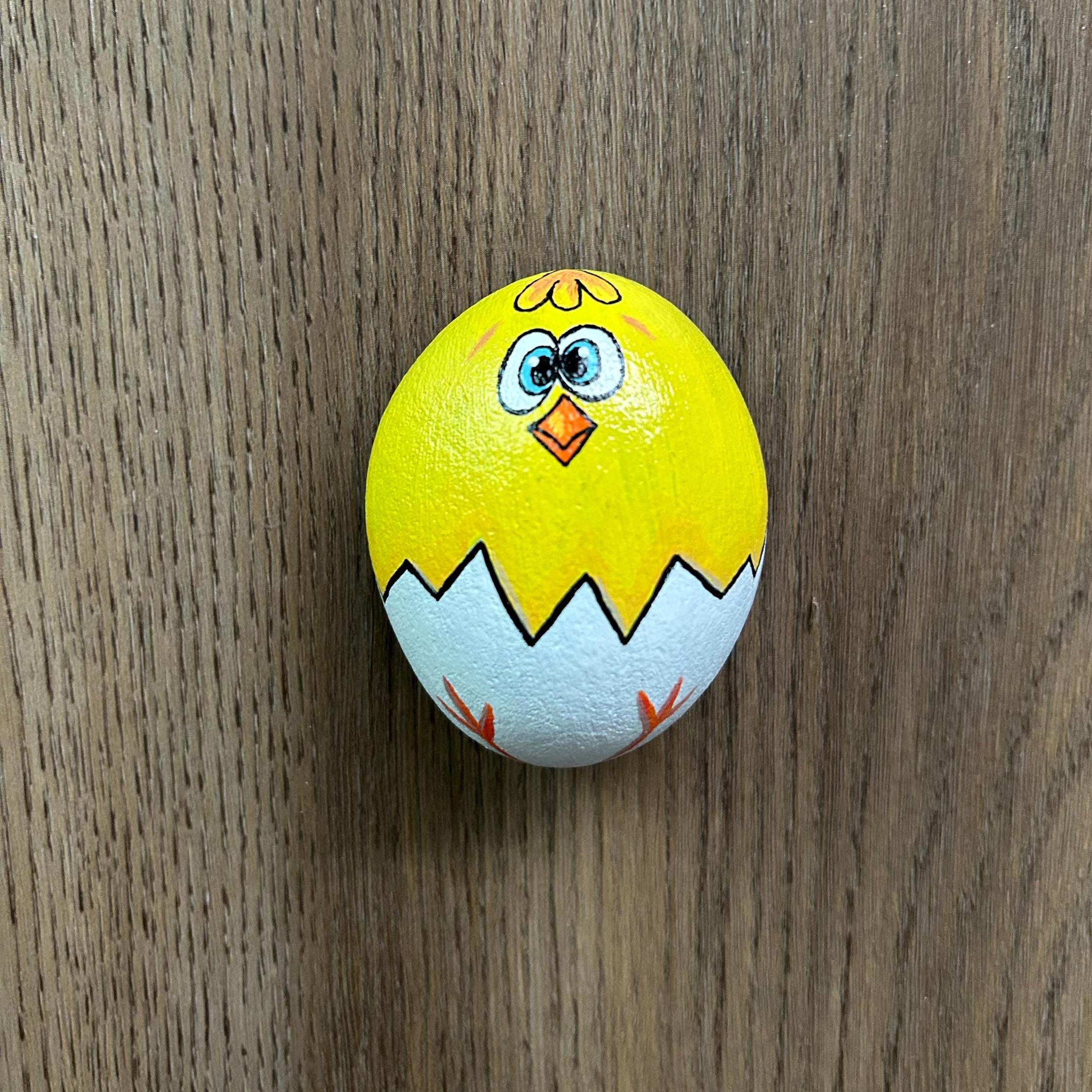 Yellow Chick Rock, Cute Painted Rock, Rock Art, Chicken in an Egg ...
