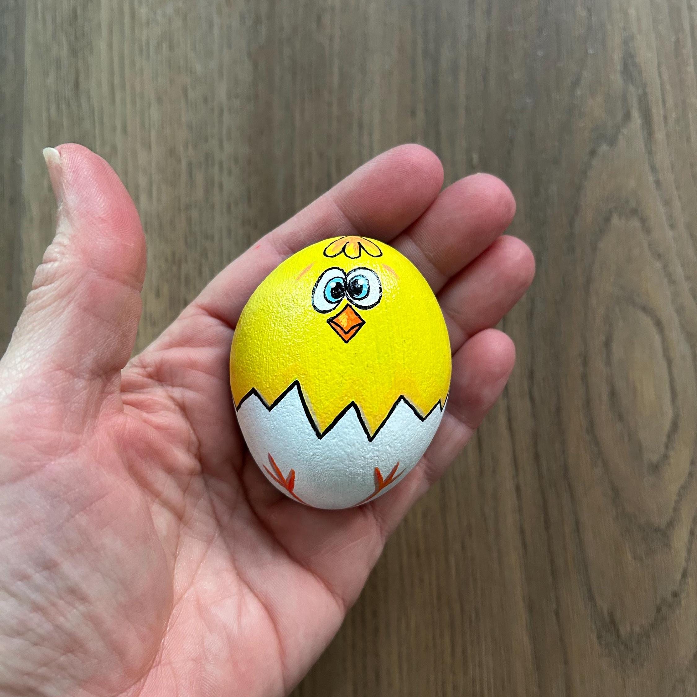 Yellow Chick Rock, Cute Painted Rock, Rock Art, Chicken in an Egg ...