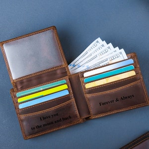 Anniversary Gift for Him,Personalized Wallet,Mens Wallet,Engraved Wallet,Custom Wallet,Leather Wallet,Boyfriend Gift For Men,Gift for Dad