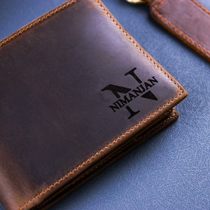 Regalo de aniversario para él, billetera personalizada, billetera para hombre, billetera grabada, billetera personalizada, billetera de cuero, regalo para novio para hombre, regalo para papá