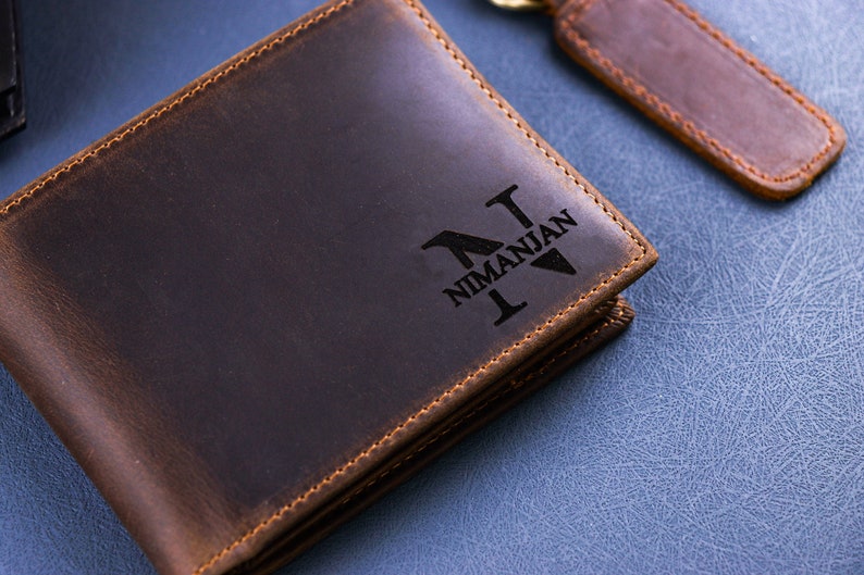 Anniversary Gift for Him,Personalized Wallet,Mens Wallet,Engraved Wallet,Custom Wallet,Leather Wallet,Boyfriend Gift For Men,Gift for Dad image 1