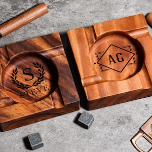 Posacenere per sigari personalizzato, porta sigari, posacenere unico, posacenere in legno di noce, accessorio per sigari, regalo per marito e padre, regalo per lo sposo