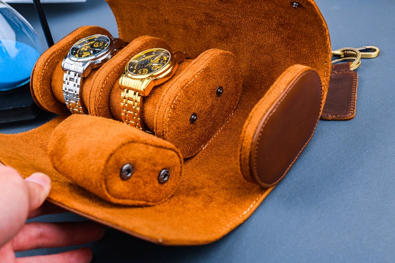Personalised Leather Watch Case Watch Roll for 3 Watches Etsy