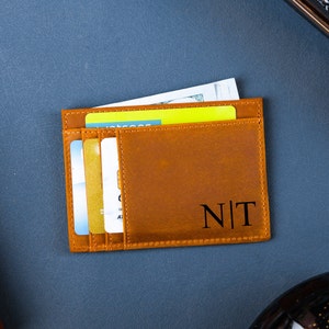 Slanke portemonnee, vaderdagcadeau, minimalistische leren kaarthouder, gepersonaliseerde kaarthouder, leren portemonnee, aangepaste kaarthouder, cadeau voor hem