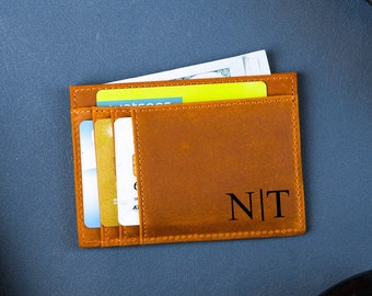 Slim Wallet, Fathers Day Gift, Minimalist Leather Card holder, Personalized Card Holder, Leather Wallet, Custom Card Holder, Gift for Him