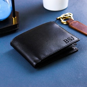 Anniversary Gift for Him,Personalized Wallet,Mens Wallet,Engraved Wallet,Custom Wallet,Leather Wallet,Boyfriend Gift For Men,Gift for Dad Black