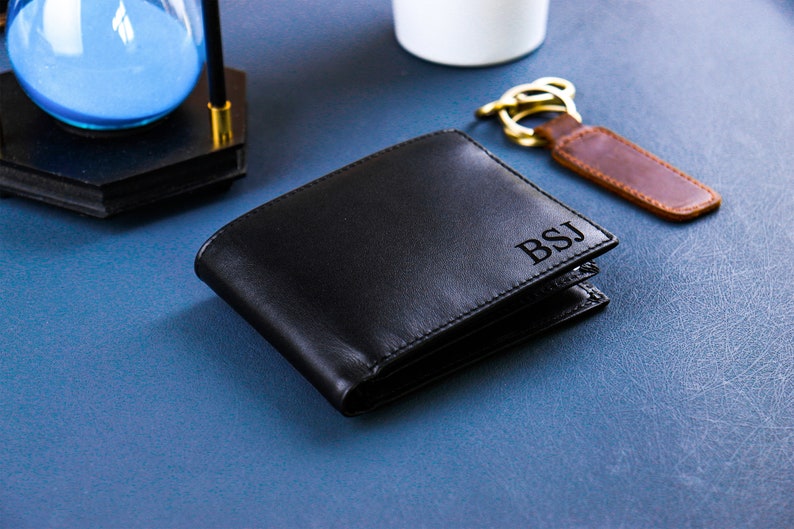 Anniversary Gift for Him,Personalized Wallet,Mens Wallet,Engraved Wallet,Custom Wallet,Leather Wallet,Boyfriend Gift For Men,Gift for Dad Black