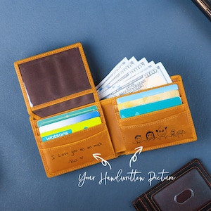 Handwriting Wallet | Leather Wallet For Men | Personalized Wallet Gifts | Handwriting Gift For Him | Engraved Wallet
