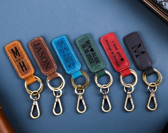 Personalized Leather Keychain, Customized Keychain, Engraved Leather Key Chain, Groomsmen Gift, Birthday Gift, Anniversary Gift, Best Gift