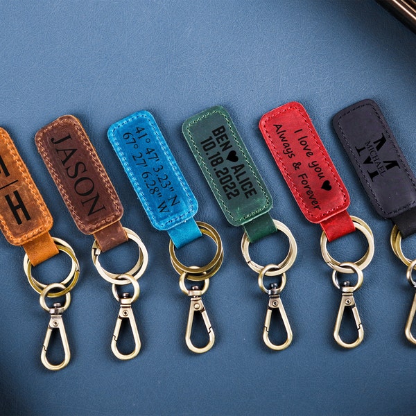 Personalized Leather Keychain, Customized Keychain, Engraved Leather Key Chain, Groomsmen Gift, Birthday Gift, Anniversary Gift, Best Gift