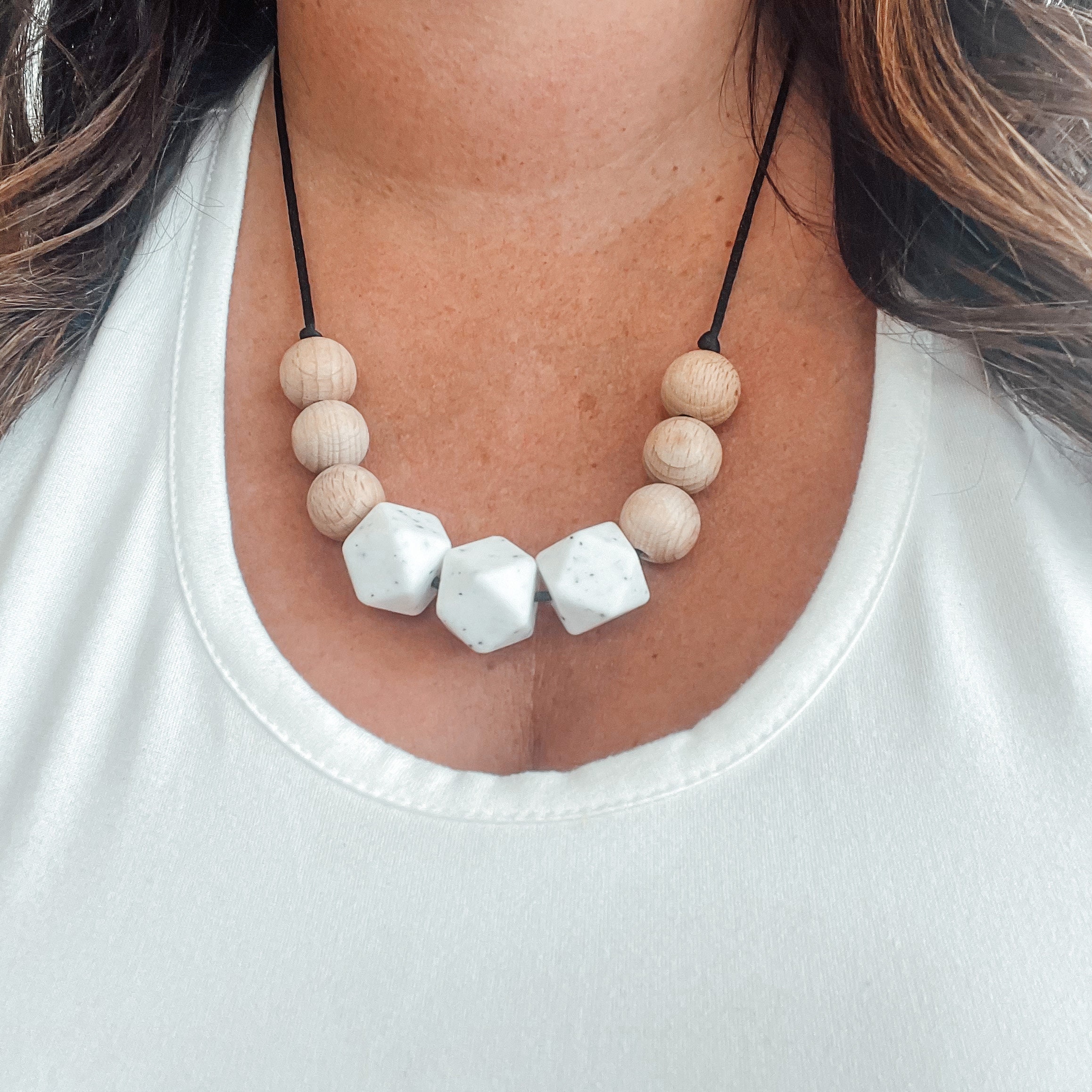 Silicone Bead Necklace Wood Bead Necklace Boho Necklace Etsy