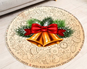 Merry Christmas Rug, Christmas Gift for man, Christmas Rug, Red Merry Christmas Rug, Christmas Carpet, Round Christmas Rug, Floor Area Rugs