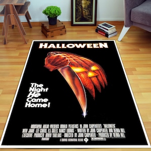 Halloween Rug, Michael Myers Rug, Leatherface Jason Voorhees, Freddy Krueger, Horror Movie Characters Area Rug, Rugs For Living Room, Mirer