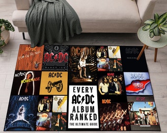 AC DC Rug, Album Covers Patterned Rug, Music Room, ACDC, Rock and Roll Gifts, Music Instrument Mat, Gift For Him, Gift For Her, Christmas