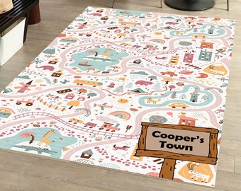 Children's carpet named, Road Children's Carpet, Personalizable Kids Rug, Nursery Decor, City Road Rug, Metropolis City Play Rug
