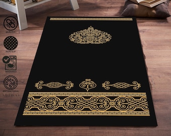 Islamic Prayer Mat, Luxury Muslim Prayer Rug, Sajada, Shaped Prayer Rug, Shaped, Prayer Mat, Fringes Decorative Rug, Fringed Designer Carpet