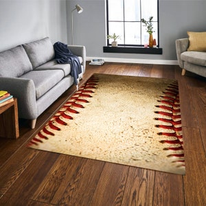 Baseball Area Rug, Grunge Rug, Sports Area Rug, Baseball Rug, Ball Rug, White Area Rug, Custom Area Rug, Boys Area Rugs, Grunge Baseball Rug