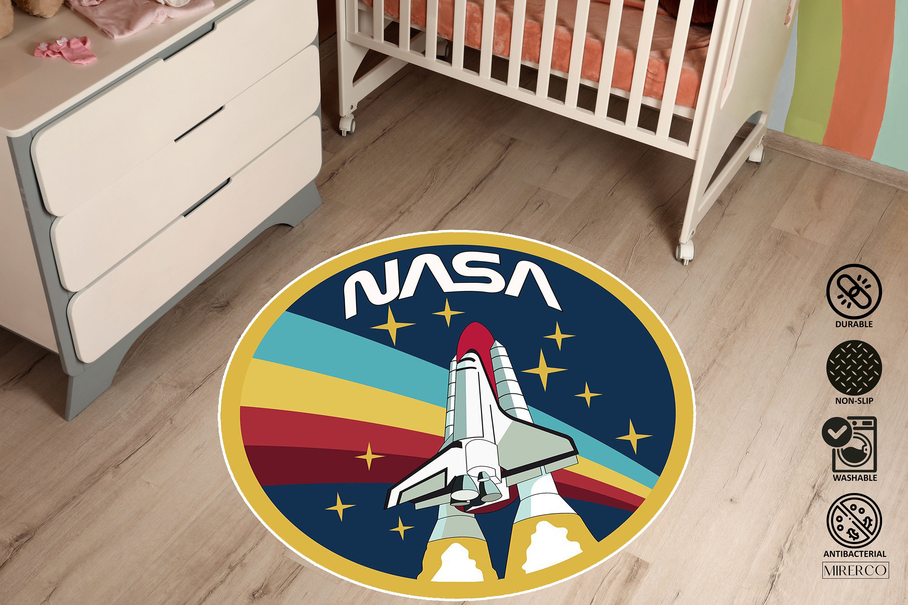 Nasa Carpet Nasa Rocket Rug Kids Room Rug Round Space Theme - Etsy