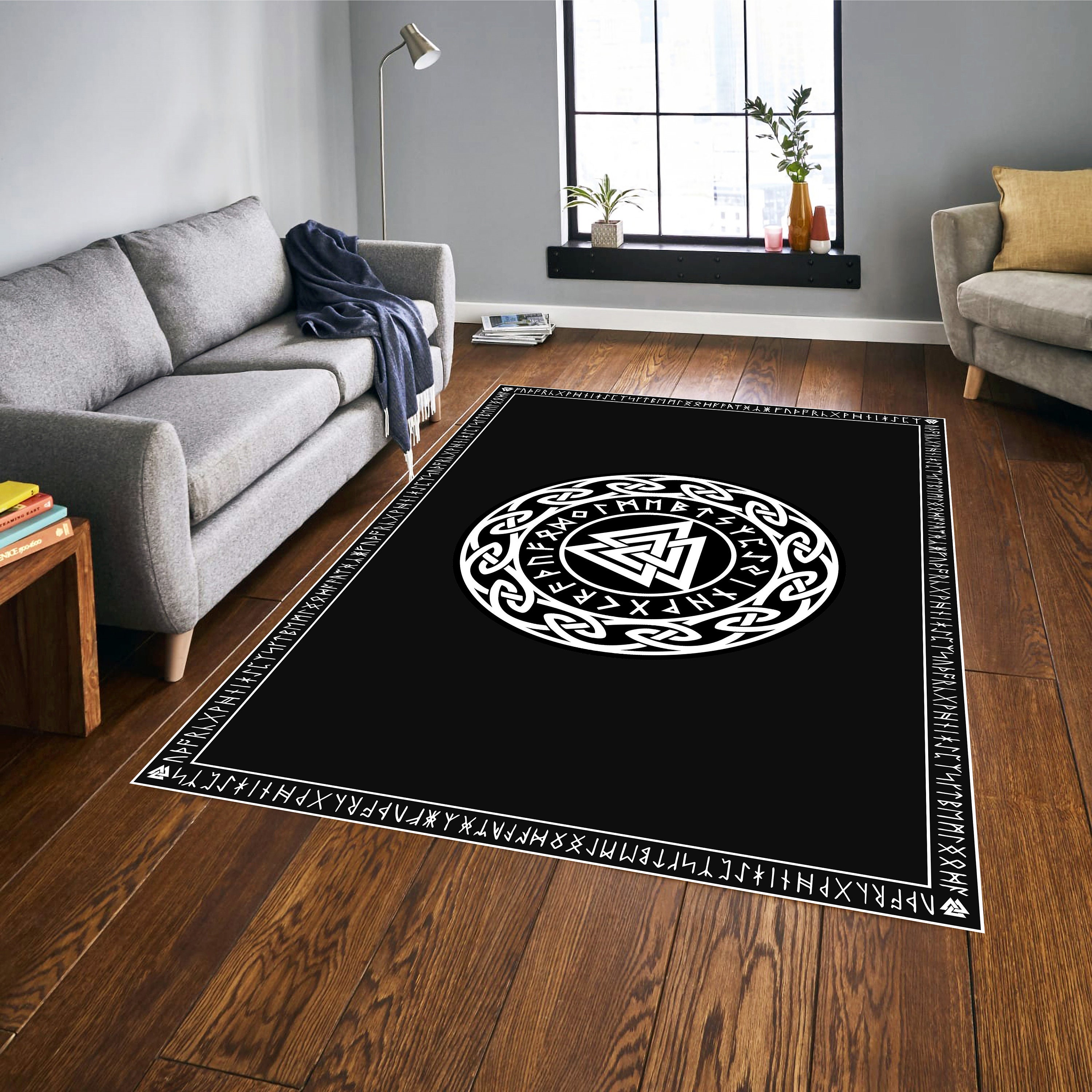 Viking Decor Rug Valknut Norse Pagan Art Area Rug - Etsy