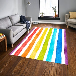 Colorful Rainbow Stripes Rug, Colorful Area Rugs, Rainbow Area Rugs, Striped Rug, Rainbows Stripes Rugs