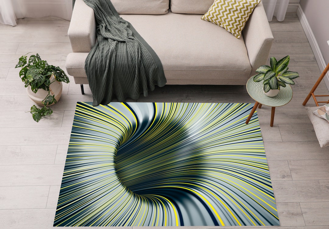 3D Vortex Illusion Rug, Non-slip Area Carpet for Living Room, Fun Floor ...