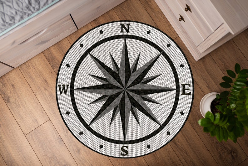 3D Compass Rug, Compass Rose Rug, Compass Medallion Decor, Home Decor ...