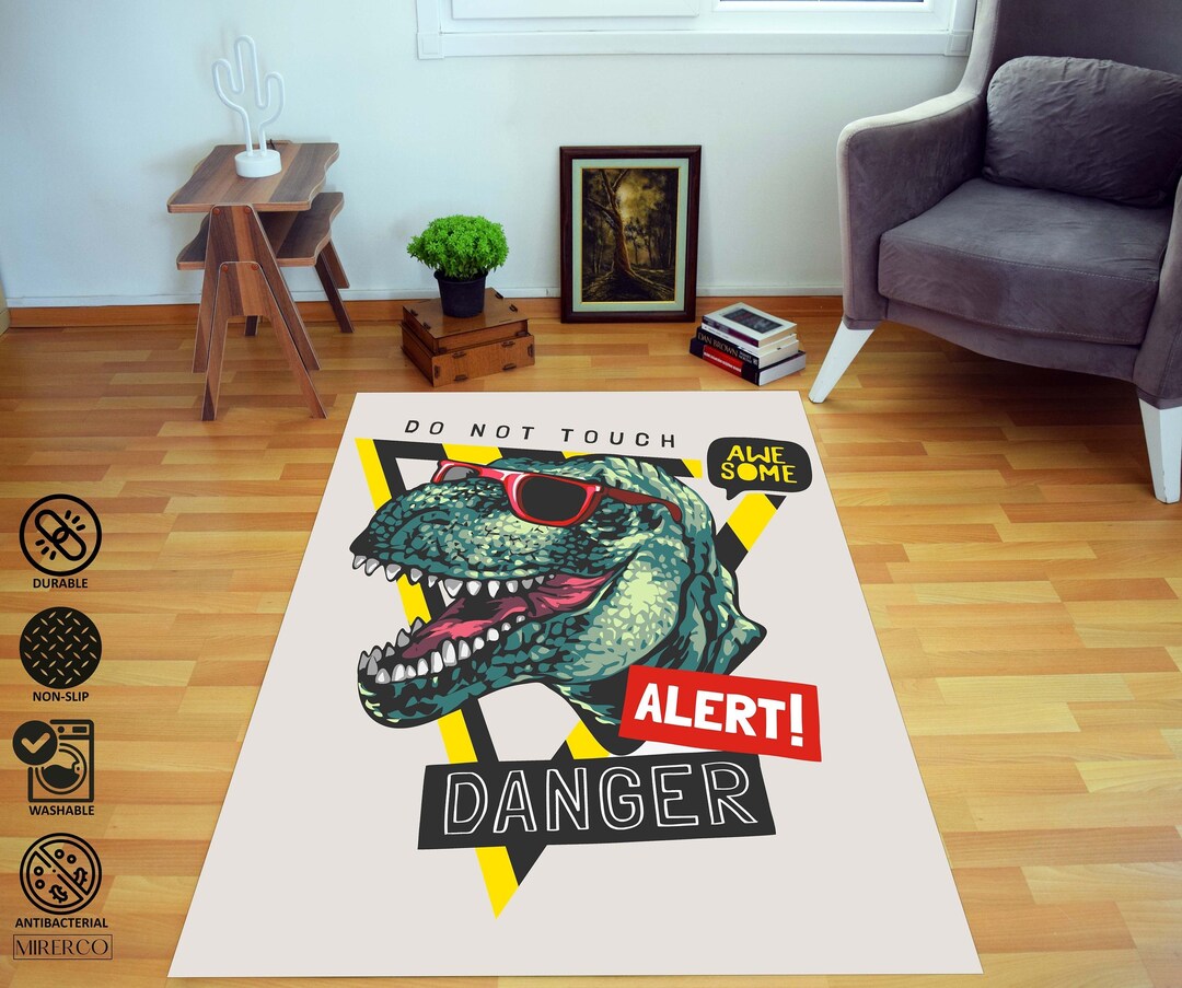 T-rex Area Rug, Dinosaur Party Rug, T-rex Kids Room Carpet, Dinosaur ...