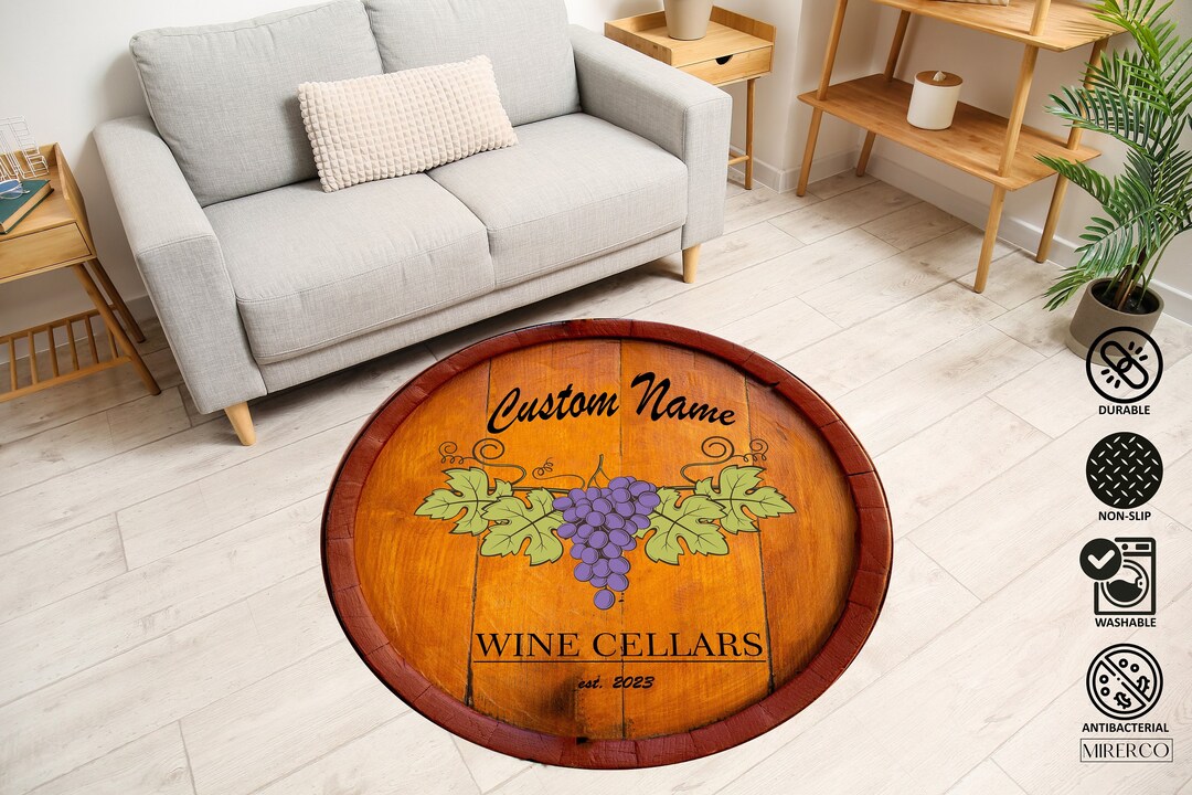 Custom Family Name Rug, Wine Decor Rug, Winery Decoration Rug, Home Bar ...