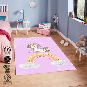 Girls Room Rug, Unicorn Rug, Unicorn Pop Art Style Rug, Baby Girl Room Carpet, Nursery Decor, Aesthetic Teen Girls Rug, Gift for Girls