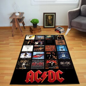 AC DC Rug, Album Cover Inspired Music Room Rug, Ac Dc Fan Rug, Rock and ...