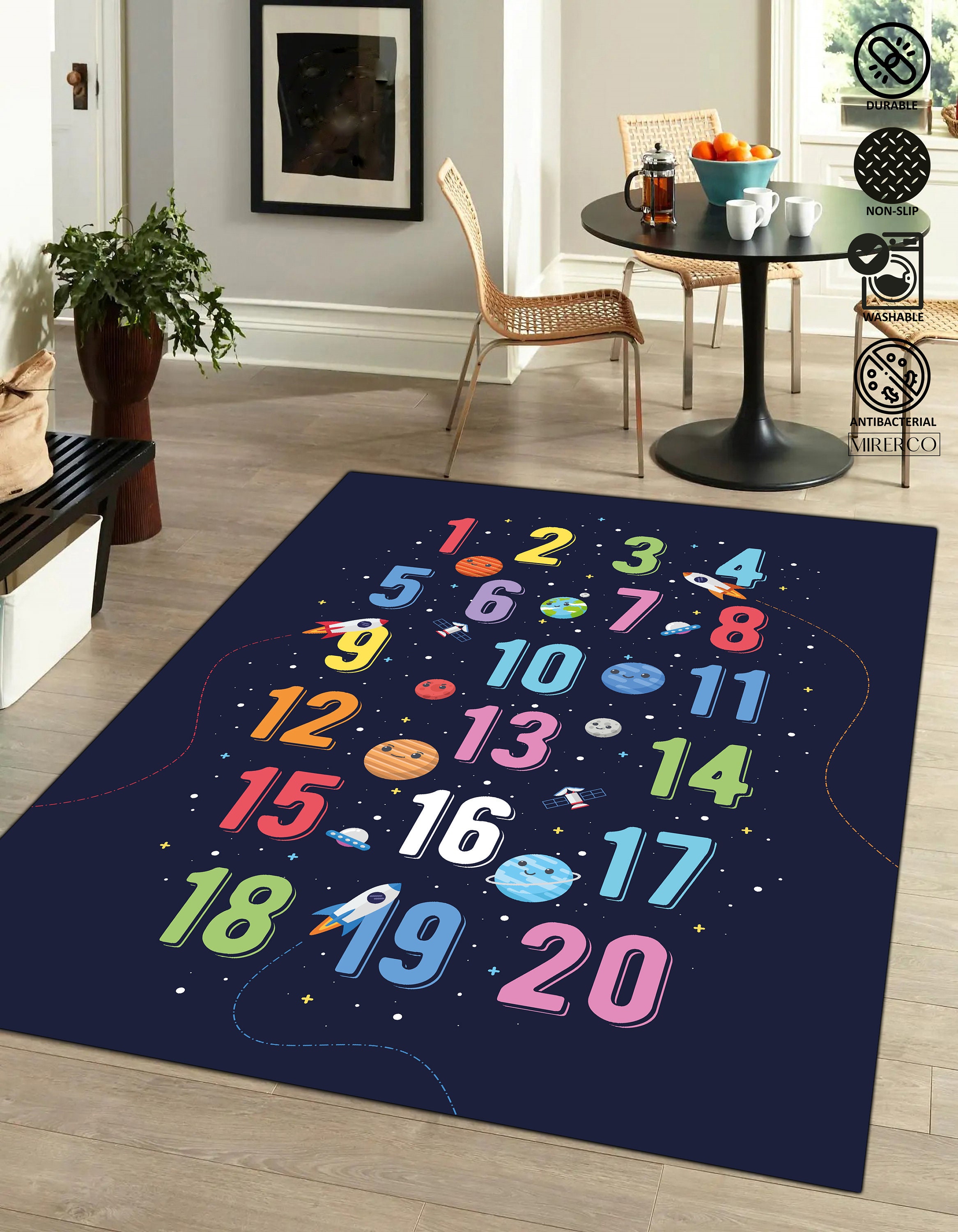 Numbers Educational Kids Rug Numbers Rug Personalized Etsy