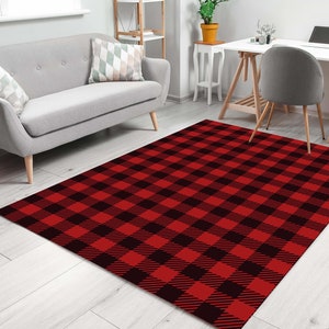Buffalo Check Area Rugs, Christmas, Buffalo Check Carpet, Floor Decor, Lumberjack Plaid Pattern Print Area Rug, Plaid, Holiday Buffalo Plaid
