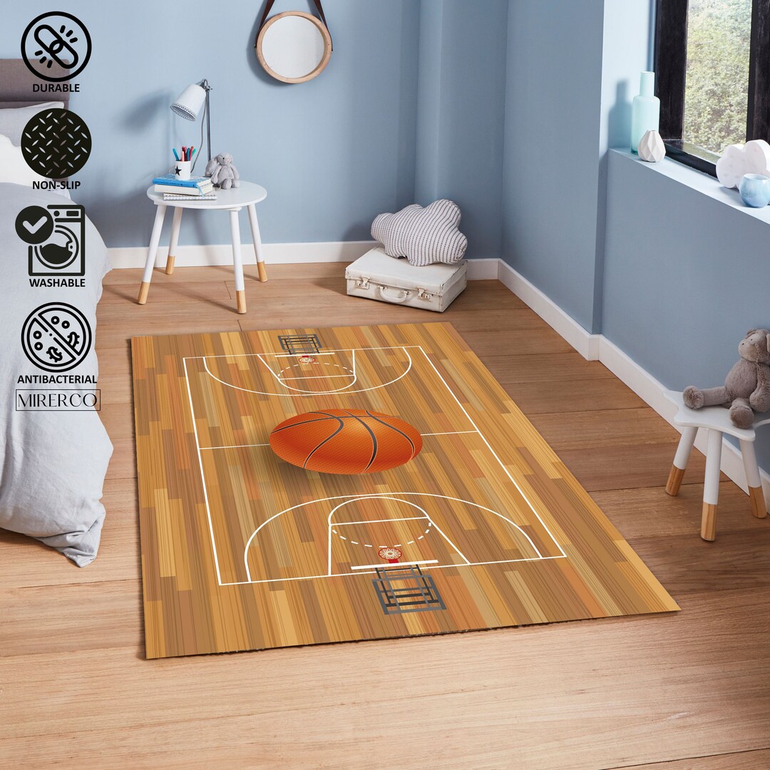 Basketball Rug, Basketball Court Rug, Boys Room Rug, Home Decor Rug