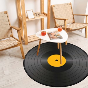 Disque, tapis disque, chambre de garçons, tapis rond, tapis rond, tapis à thème, motif disque rond, tapis populaire, décoration d&#39;intérieur, cadeau pour lui, cadeau pour elle