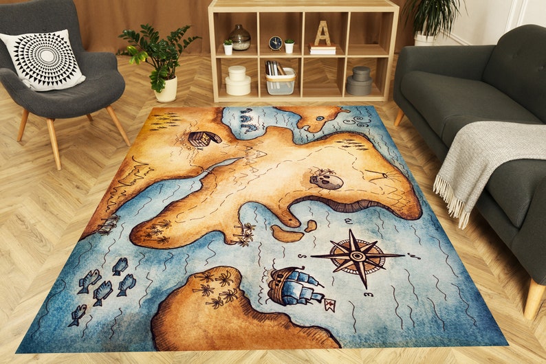 Pirate Area Rug, Map Area Rug, Boys Area Rugs, Pirate Rug, Boys Room ...