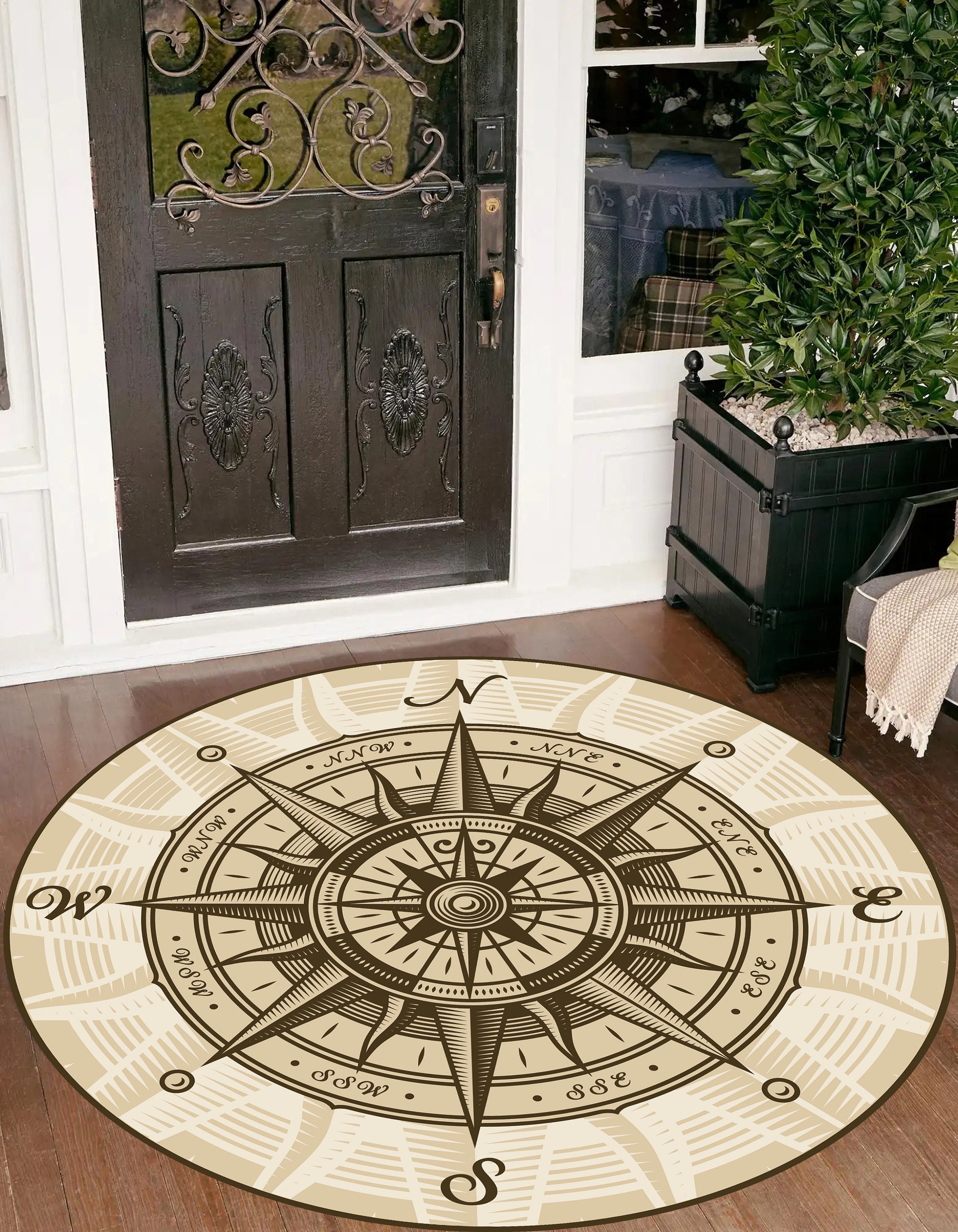 Nautical Compass Rug, Compass Medallion Rug, 3D Looking Carpet, Compass ...