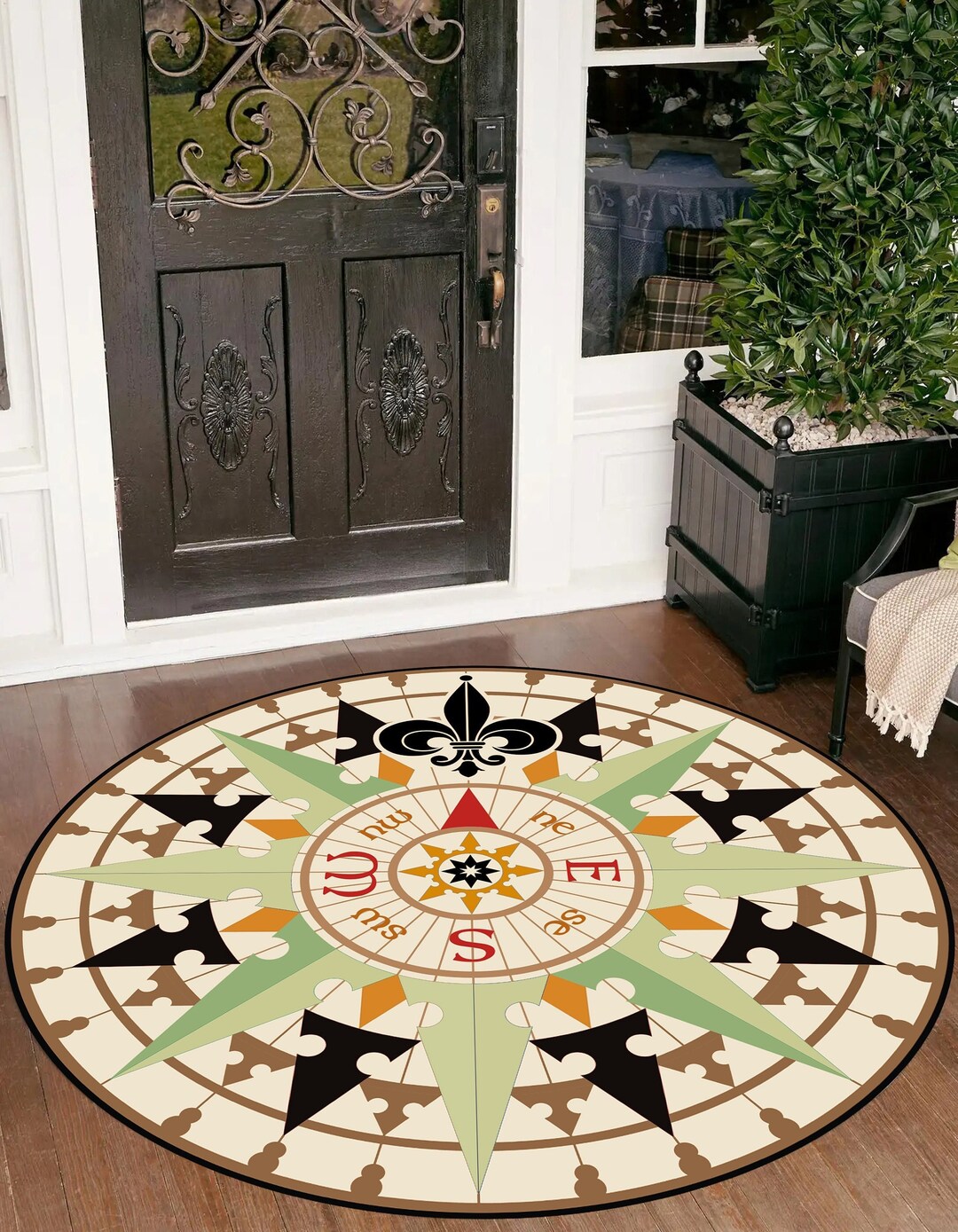 Marble Round Rug, Circle Marble Compass Rug, Premium Compass Rug ...
