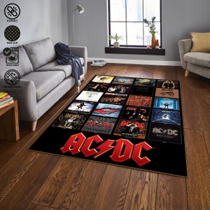AC DC Rug, Album Cover Inspired Music Room Rug, Ac Dc Fan Rug, Rock and ...