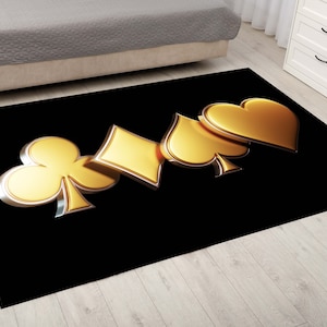 Tapis symboles de cartes à jouer, tapis de joueur de poker, tapis design poker, cadeau casino, tapis déco salle de jeux, tapis déco fête casino, tapis cartes poker